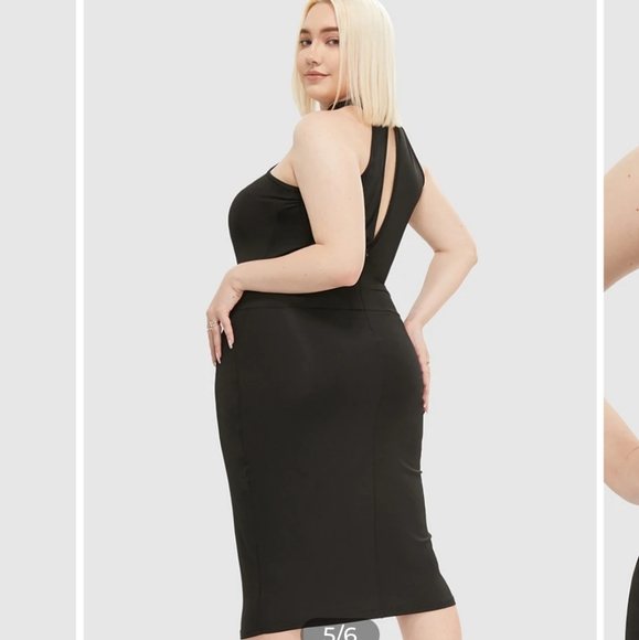 Mock Neck Contrast Mesh Cut Out Dress - Picture 5 of 10